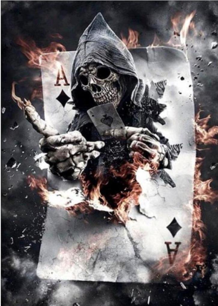 Diamond Painting - Skull Met Kaart- 40 x 30 Cm, Hobby en Vrije tijd, Knutselen, Nieuw, Knutselwerk, Ophalen of Verzenden