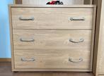 Houten commode met drie lades in een lichte eikenhout-look, Ophalen, Scandinavisch, 50 tot 100 cm, Zo goed als nieuw