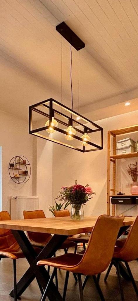 Strakke moderne hanglamp 3x60W E27, Huis en Inrichting, Lampen | Hanglampen, Zo goed als nieuw, Metaal, Ophalen