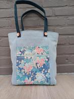 Jeans handtas met bloemen. Handgemaakt, Handtassen en Accessoires, Ophalen of Verzenden, Nieuw, Blauw, Handtas
