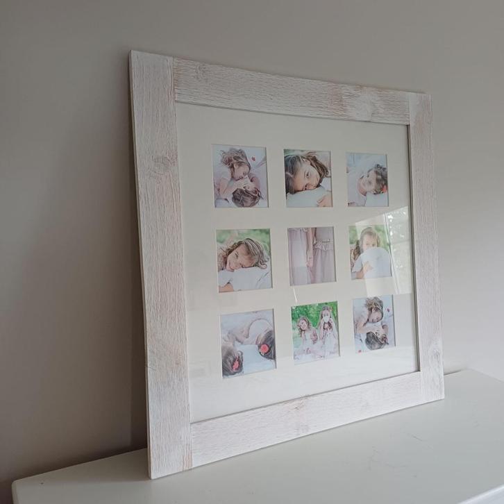 Stijlvolle fotolijst met breed wit kader (75 x 75 cm), Audio, Tv en Foto, Fotografie | Fotolijsten, Zo goed als nieuw, Ophalen