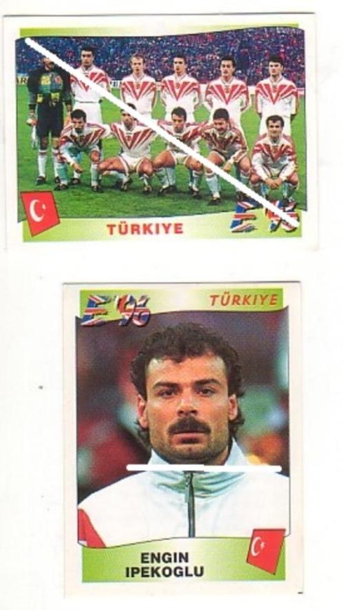 Panini / Europa - Europe ' 96 / Turkije / 2 stickers, Verzamelen, Sportartikelen en Voetbal, Gebruikt, Poster, Plaatje of Sticker