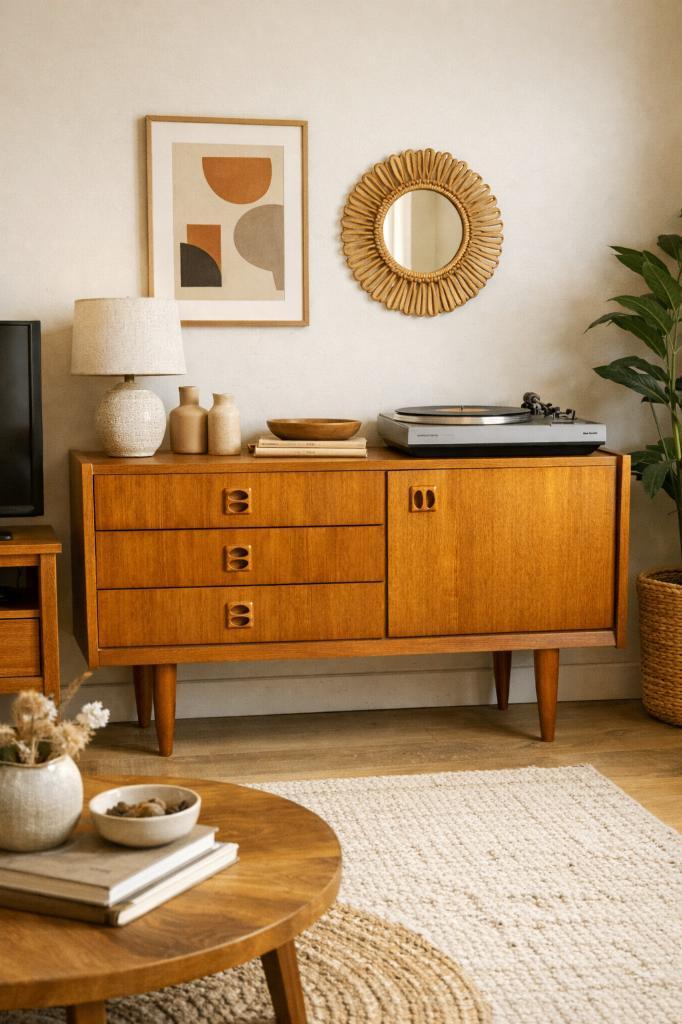 Prachtig vintage dressoir, Huis en Inrichting, Kasten | Dressoirs, Gebruikt, Met lade(s), Met deur(en), Met plank(en), Teakhout
