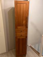 TK: Teak kolomkast badkamer. 2 schuiven, glas. Goeie staat., Ophalen, Gebruikt