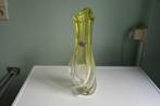 vase en cristal de Val St Lambert, Comme neuf, Jaune, Enlèvement, Moins de 50 cm