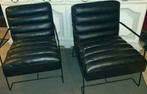 MARANELLO twee leren stoelen, Ophalen, Twee, Zwart, Metaal