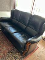 Salon 3+1+1 cuir et bois, Huis en Inrichting, Zetels | Complete zithoeken, Ophalen, Gebruikt, Hout, Cuir et bois