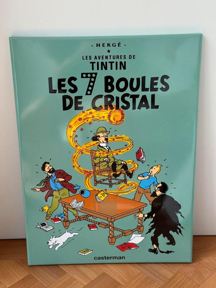 Geëmailleerd bord met de 7 kristallen bollen, Verzamelen, Stripfiguren, Nieuw, Beeldje of Figuurtje, Kuifje, Ophalen of Verzenden