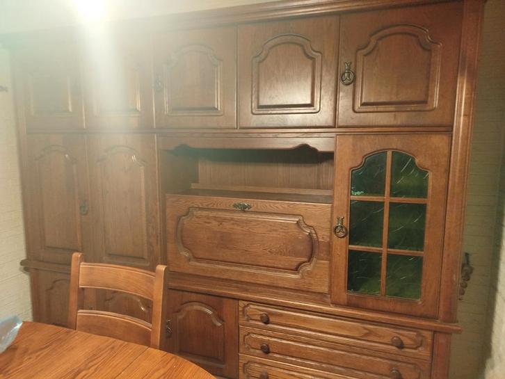 Houten wandmeubel/ buffetkast, Huis en Inrichting, Kasten | Buffetkasten, Gebruikt, 150 tot 200 cm, 200 cm of meer, Met lade(s)