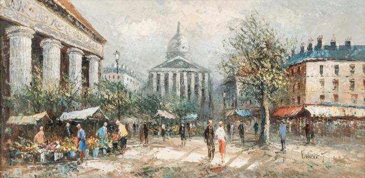 naar Caroline Burnett (1877-1950): Parijs stadszicht (130x70, Antiek en Kunst, Kunst | Schilderijen | Klassiek, Ophalen