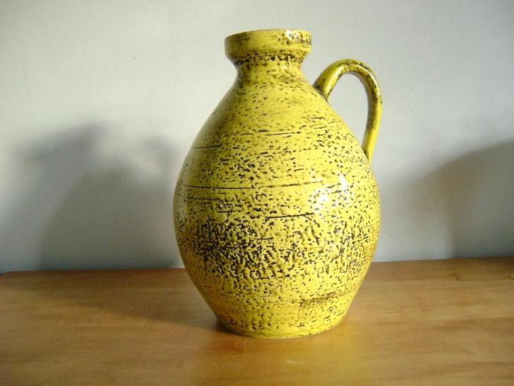 grote gele vintage fat lava vaas gesigneerd jaren 70, Antiek en Kunst, Curiosa en Brocante, Ophalen of Verzenden