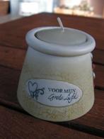 Heel mooi potje in aardewerk met kaars., Overige materialen, Beige, Nieuw, Ophalen of Verzenden