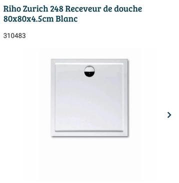 Bac de douche neuf Riho Zurich 80x80x 4,5cm, Neuf, Moins de 25 cm, Moins de 100 cm, Enlèvement