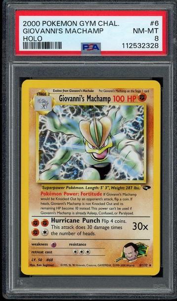 Giovanni's Machamp Holo PSA 8 - 6/132 - Gym Challenge 2000, Enlèvement ou Envoi, Comme neuf, Cartes en vrac, Foil