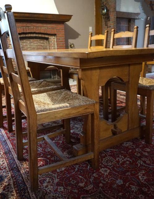 Eettafel en stoelen, Maison & Meubles, Tables | Tables à manger, Utilisé, 50 à 100 cm, 150 à 200 cm, Cinq personnes ou plus, Rectangulaire