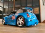 Jada import tuner + led mini cooper s, Hobby en Vrije tijd, Modelauto's | 1:24, Ophalen, Zo goed als nieuw, Jada