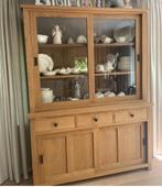Mooie, gestoomd eiken glaskast, Huis en Inrichting, Kasten | Dressoirs, Ophalen, Eikenhout, Tijdloos, Met deur(en)