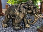 Olifant India, deco, polystone gold-black - olifant, Tuin en Terras, Nieuw, Ophalen of Verzenden