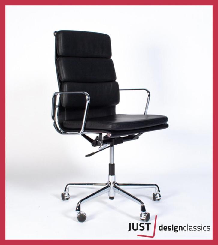 Eames Vitra ea 219 Zwart Leder Chroom, Huis en Inrichting, Bureaustoelen, Zo goed als nieuw, Zwart, Ophalen