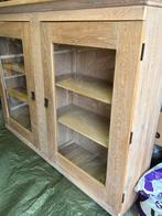 Kast met glazen deur, Ophalen, Gebruikt, 100 tot 150 cm, Eikenhout