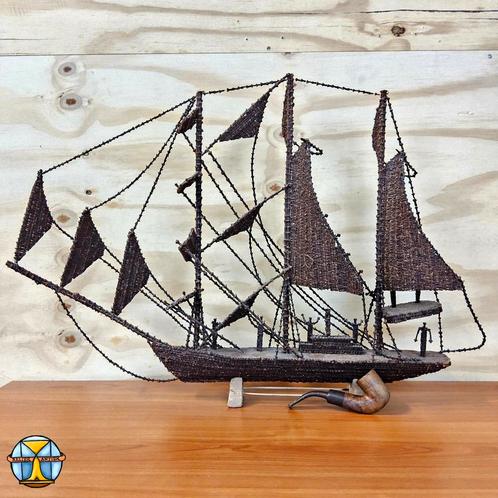Antieke Indonesisch model schip gemaakt van kruidnagel L73cm, Hobby en Vrije tijd, Modelbouw | Boten en Schepen, Zo goed als nieuw