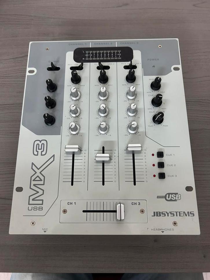JB Systems MX-3 USB 3 kanaals USB/DJ mixer mengpaneel, Muziek en Instrumenten, Mengpanelen, Gebruikt, Minder dan 5 kanalen, Microfooningang