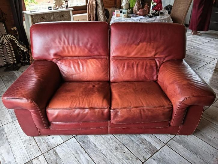 Salon en cuir, Huis en Inrichting, Zetels | Zetels, Gebruikt, Leer, Ophalen
