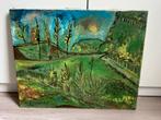 Schilderij op doek, landschap met bomen, Antiek en Kunst, Ophalen