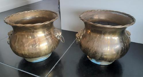 Antieke cachepots in massief koper - 2 stuks, Antiquités & Art, Antiquités | Bronze & Cuivre, Cuivre, Enlèvement