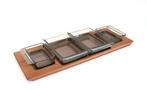 Vintage seventies snack schaal - Teak serving tray, Ophalen of Verzenden, Zo goed als nieuw, Rechthoekig, Hout