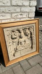 Chinees beeld in steen met omkadering, Antiek en Kunst, Kunst | Tekeningen en Fotografie, Ophalen of Verzenden