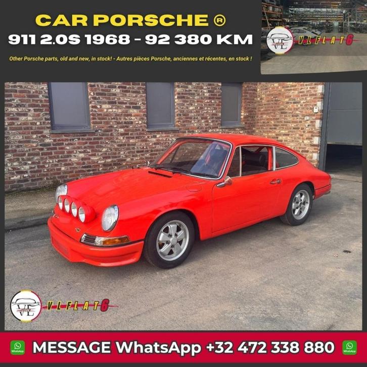 Porsche 911 2.0 S (1968) — 92.380 km, Auto's, Porsche, Particulier, Te koop, Benzine, Coupé, 2 deurs, Handgeschakeld, Rood, Overige kleuren