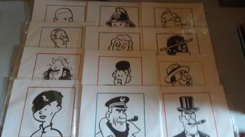 12 Pochettes de 3  ex-libris personnages de Hergé - Tintin