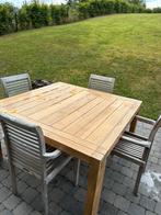 4 houten stoelen, Tuin en Terras, Ophalen, Gebruikt, Hout