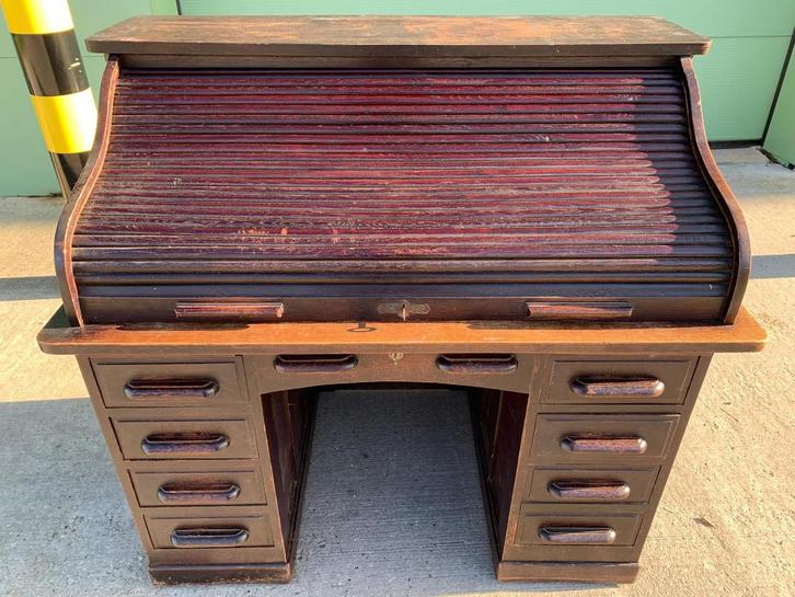 Antiek cilinderbureau met roldeur - Luralda (Finland), Maison & Meubles, Armoires | Secrétaires, Comme neuf, Enlèvement