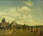 Louis De Saeger (1908-1988): Hoeve met vlasmijten (89x79cm), Ophalen of Verzenden