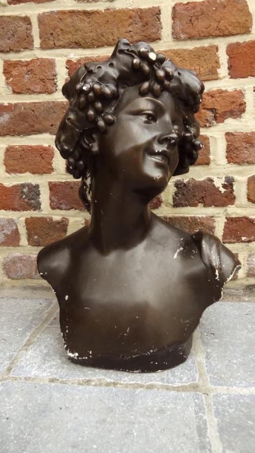 Buste "Flora" of "bacchant" van Jef Lambeaux in plaaster, Antiek en Kunst, Kunst | Beelden en Houtsnijwerken, Ophalen of Verzenden