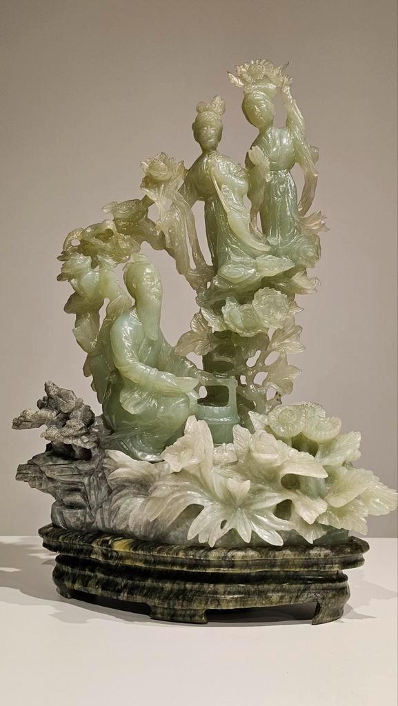 Exclusieve Jade sculptuur – "仙女下凡", Antiek en Kunst, Kunst | Niet-Westerse kunst, Ophalen of Verzenden