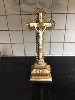 Antieke crucifix met corpus in biscuit, Antiek en Kunst, Antiek | Religieuze voorwerpen, Ophalen of Verzenden