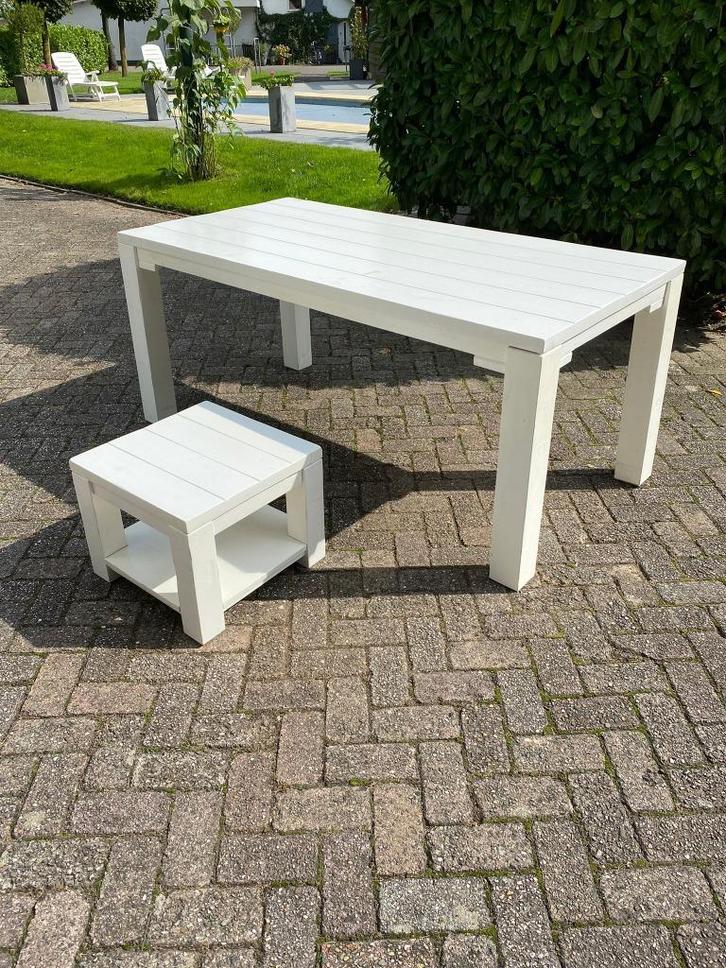 Wttte houten eettafel en/of bijzettafel / tafel / salontafel, Huis en Inrichting, Tafels | Bijzettafels, Gebruikt, Rechthoekig