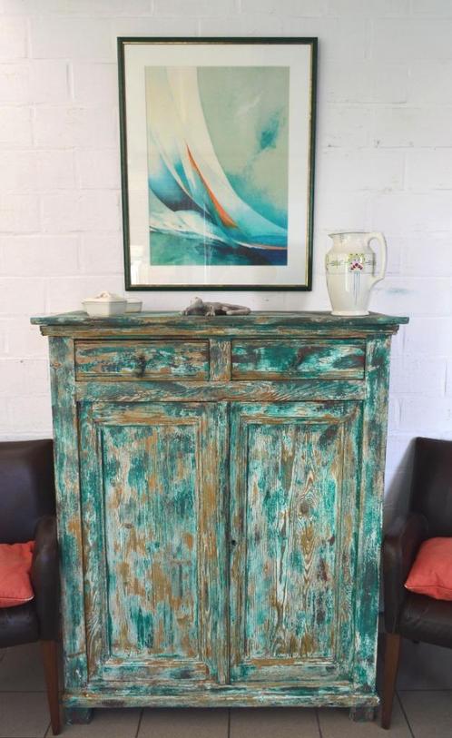 Mooi dressoir in stevige pitchpin met een verouderd effect, Huis en Inrichting, Kasten | Overige, Gebruikt, Ophalen of Verzenden