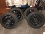 4 winterbanden op stalen velgen, stonden op een Bmw 3 reeks, Auto-onderdelen, Banden en Velgen, Ophalen, Gebruikt, Velg(en), 16 inch