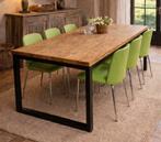 Lime groen stoelen Leder, Huis en Inrichting, Tafels | Eettafels, Ophalen, Zo goed als nieuw