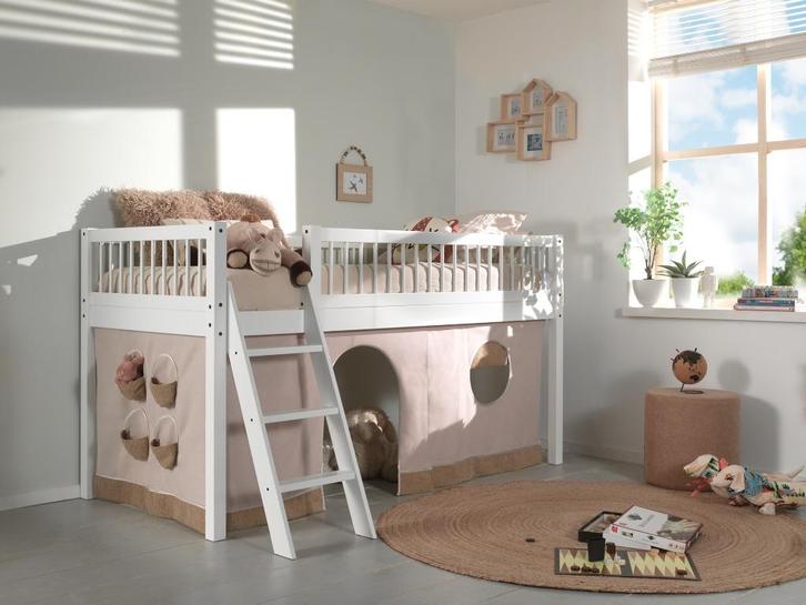 FORREST HALFHOOGSLAPER 90 X 200 CM BEUK WIT, Huis en Inrichting, Slaapkamer | Stapelbedden en Hoogslapers, Nieuw, Halfhoogslaper