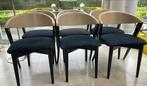 6 stevige stoelen met zwarte stof bekleding. Verkoop per set, Huis en Inrichting, Stoelen, Stof, Ophalen