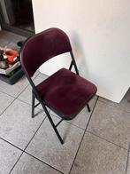Chaise pliable velours mauve / Plooistoel paars velours, Huis en Inrichting, Stoelen, Ophalen, Gebruikt, Overige kleuren, Metaal