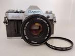Canon AE1 Camera met Canon FD 50mm 1:1.8 S.C. lens en filter, Audio, Tv en Foto, Ophalen of Verzenden, Zo goed als nieuw, Spiegelreflex