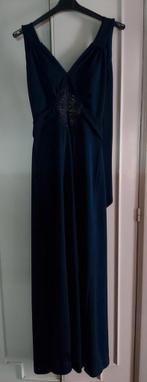 Robe longue bleu foncé t 38/40 synthétique.vintage année 70, Taille 38/40 (M), Enlèvement ou Envoi, Porté, Bleu