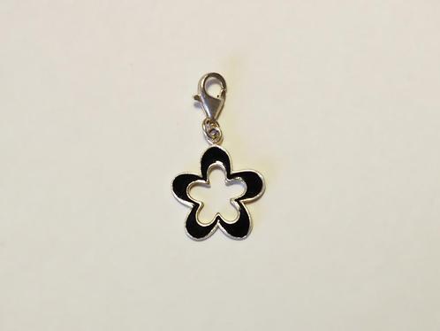 Sterling zilveren bedel zwarte bloem, Handtassen en Accessoires, Bedels, Zo goed als nieuw, Zilver, 4 bedels of meer, Ophalen of Verzenden