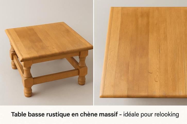 Table basse chêne 8080 cm à personnaliser, Maison & Meubles, Tables | Tables de salon, Utilisé, Carré, Chêne, Enlèvement